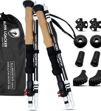 Collapsible Trekking Poles for Hiking I Carbon or Aluminum Hiking Poles Ultra Lightweight I Adjustable Trekking Poles for Women and Men with Cork Grip